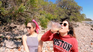 drinking pee with my best friend “belle amore” in the public park and peeing in public bathroom -4k-